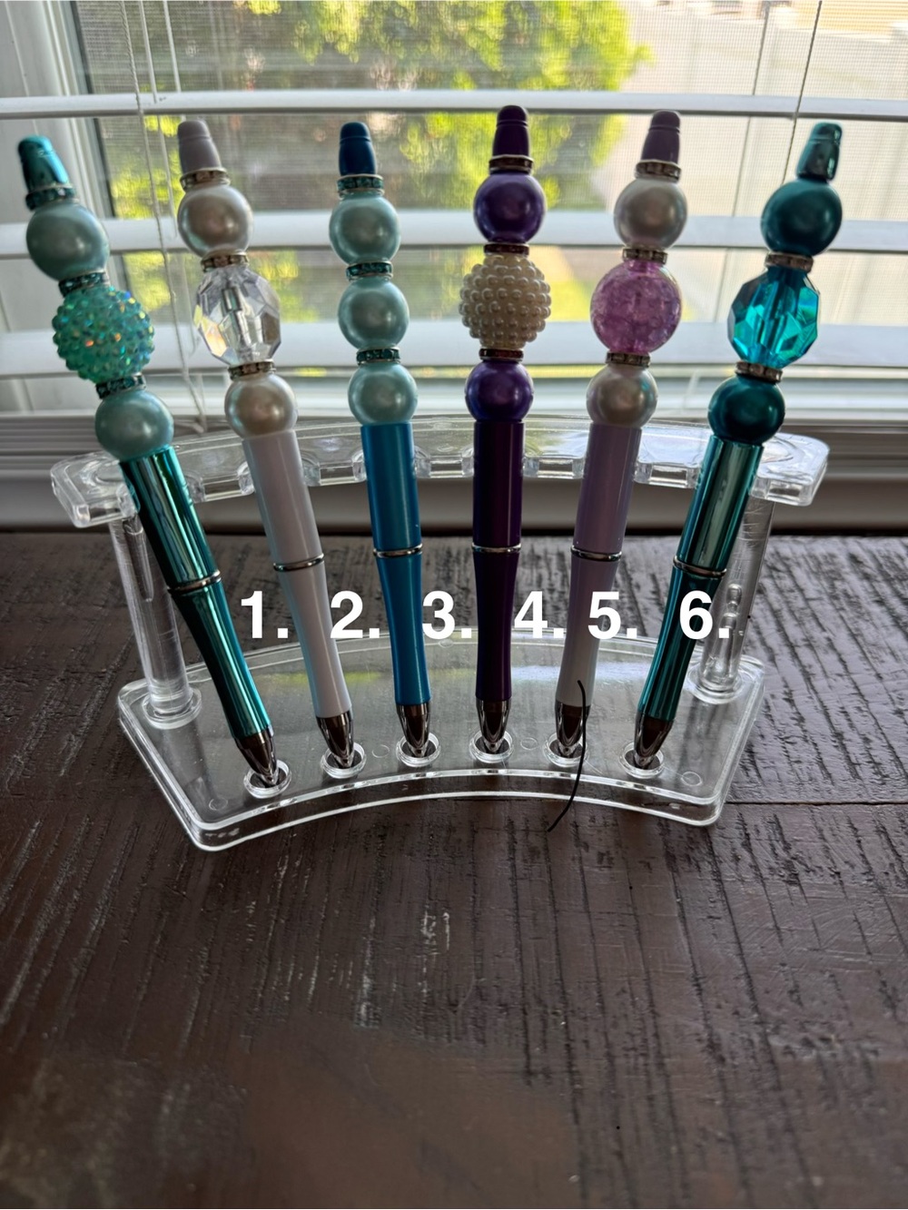 Pearl Decorative Beaded Pens- Teal, White, Blue, Purple